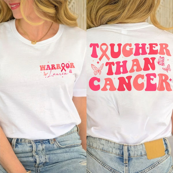 Tougher Than Cancer Shirt, Custom Breast Cancer Shirt, Pink Ribbon Shirt, Cancer Survivor Gift, Cancer Support Team, Cancer Awareness Shirt