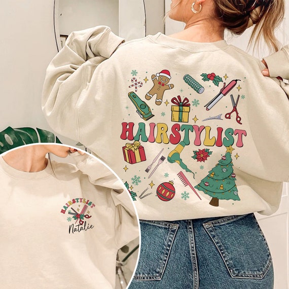 Christmas Hairstylist Sweatshirt, Hair Stylist Shirt, Christmas Hair Dresser Shirt, Xmas Gift For Hairdresser, Santa's Favorite Hair Stylist