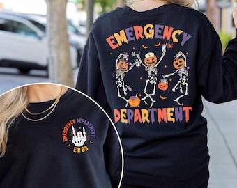 Emergency Department Halloween Shirt, Custom Skeleton Er Nurse Shirt, Emergency RN, BSN Nurse, Er Halloween Shirt Gift For Nurse