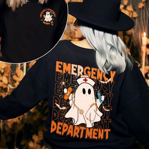 Personalized ER Nurse Halloween Shirt, Emergency Department Shirt, Emergency Room Nurse Shirt, Emergency Nurse Gift, Spooky Ghost Nurse