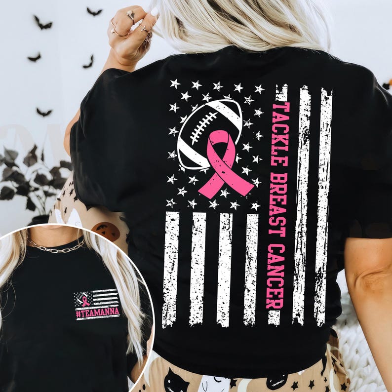 Football breast cancer awareness shirt for survivors, families, and teams