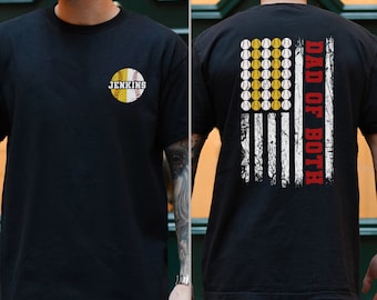 Custom Dad Shirt, Dad Of Both Shirt, Personalized Baseball Shirt For Dad, Softball Shirt For Dad, Father's Day Gift For Dad, Sports Dad
