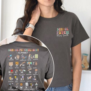 School Psychologist Alphabet Shirt, School Psych Shirt, Personalized Gift For School Psychologist, Counselor Shirt, School Psychology Gift