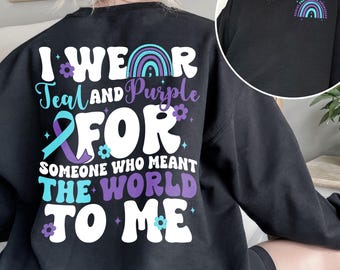 I Wear Teal & Purple Suicide Prevention Awareness Shirt, Suicide Awareness Tee, Teal Purple Ribbon, Mental Health Shirt, Depression Shirt