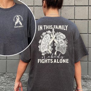 Camiseta floral personalizada para concientizar sobre el cáncer de pulmón, camiseta con lazo blanco, camiseta de apoyo contra el cáncer de pulmón, camiseta de guerrero contra el cáncer de pulmón, regalo para sobrevivientes de cáncer