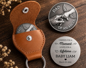 Llavero personalizado "Abrazo de Papá Ángel", regalo personalizado para papá, llavero "Papá de un Ángel", regalo del Día del Padre, regalo para padres que han perdido a un bebé.