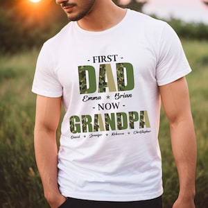 Custom Dad Grandpa Shirt With Kids Names, Father&#39;s Day Shirt Gift For Dad, Personalized Dad Gift, Grandfather Shirt, First Dad Now Papa Tee
