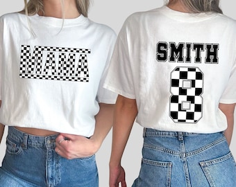 Checkered Mama Shirt, Custom Race Mama Sweatshirt, Racing Shirt With Name And Number, Race Mom, Mother's Day Shirt, Moto Mama Shirt