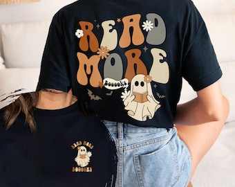 Teacher Halloween Shirt, Read More Books Shirt, Spooky Teacher Ghost Shirt, Retro Halloween Shirt, Halloween Reading Shirt, Bookworm Gift