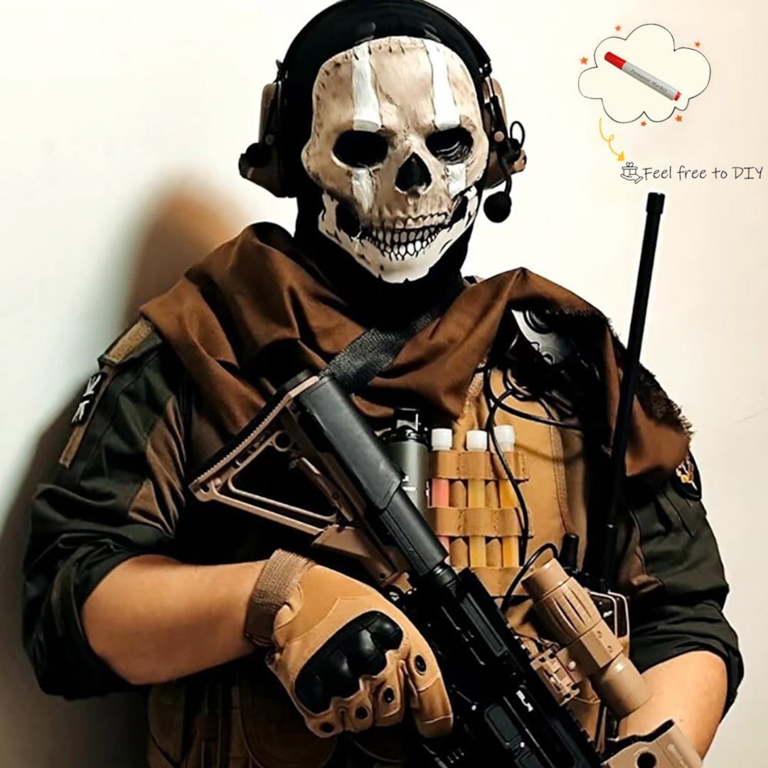Call of Duty Ghost Mask Skull Latex MW2 Halloween Mask Cosplay COD ...