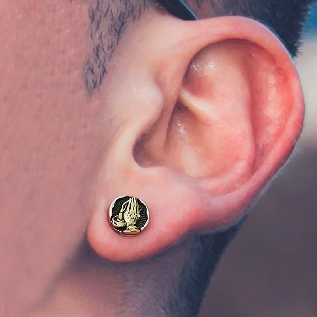 Praying Hands Stud Earrings Gothic Street Punk Religion Retro Etsy