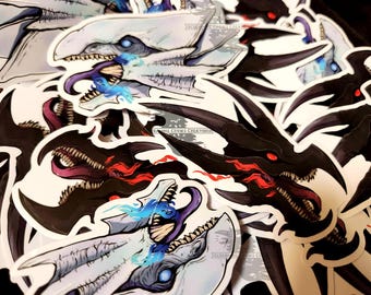 Pegatinas del dragón de ojos azules y ojos rojos