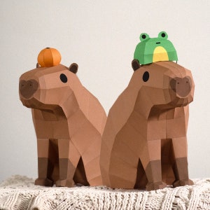 Low Poly Capybara and Tangerine Papercraft