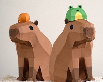 Créations Low Poly Capybara et mandarine