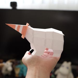 Polar Bear Papercraft Pattern Bagel the Polar Bear with Traffic Cone Hat Papercraft