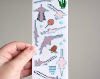 Low Poly Smalltooth Sawfish Glossy Vinyl Sticker Sheet