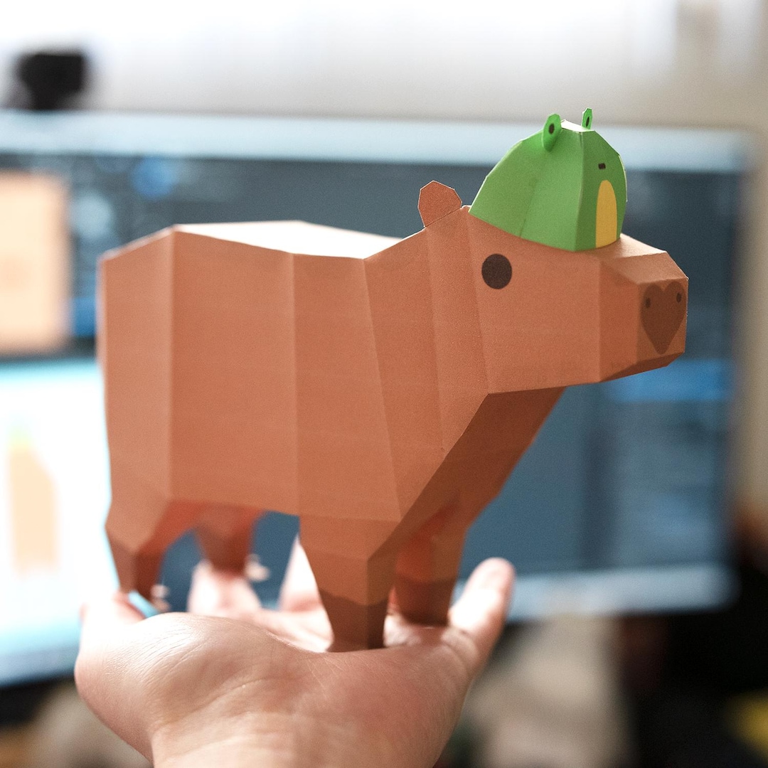Mini Capy and Phrog Papercraft Pattern Set Low Poly Capybara and Frog ...