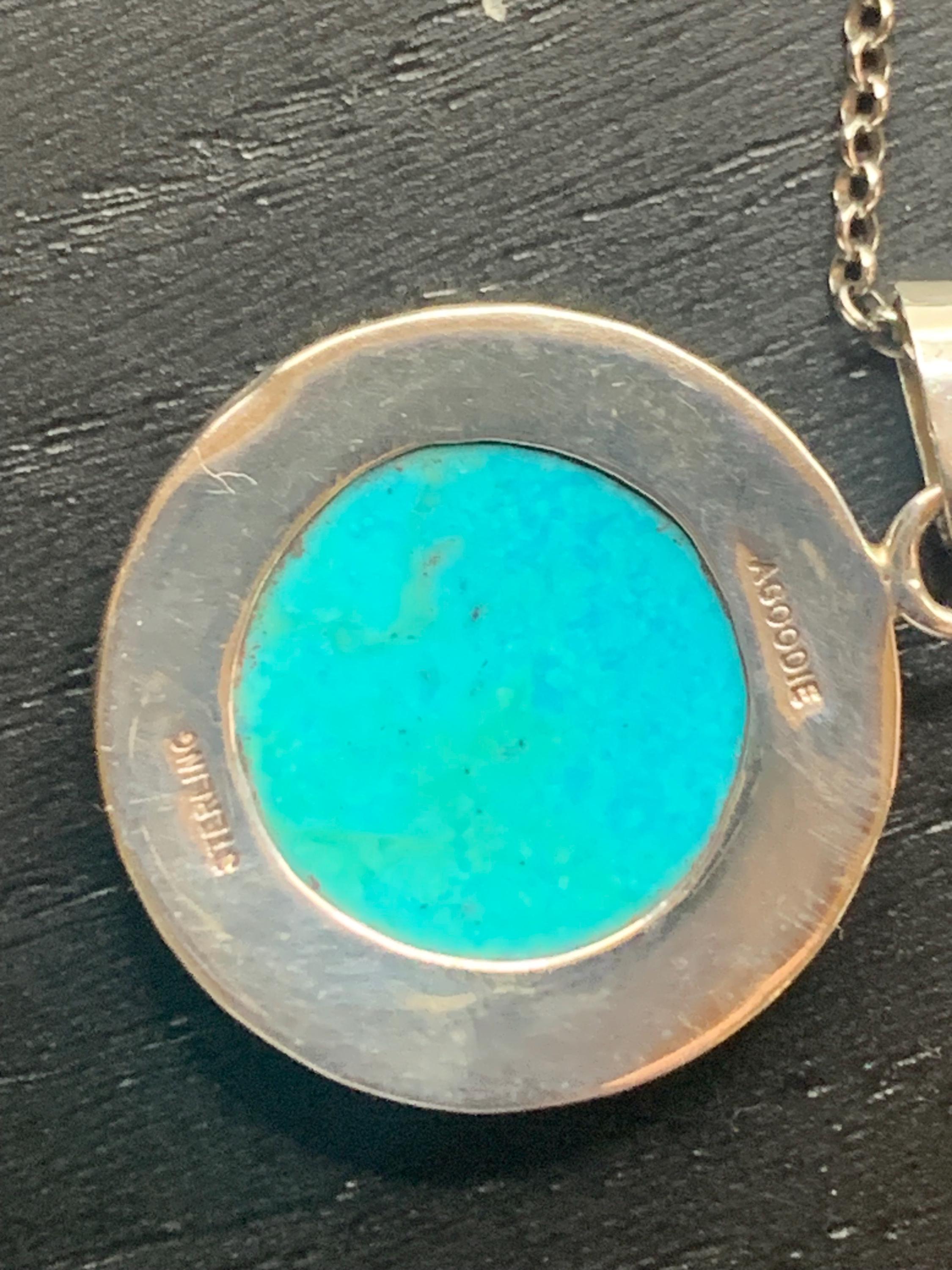 Craig Agoodie Handmade Native American Turquoise Pendant With 