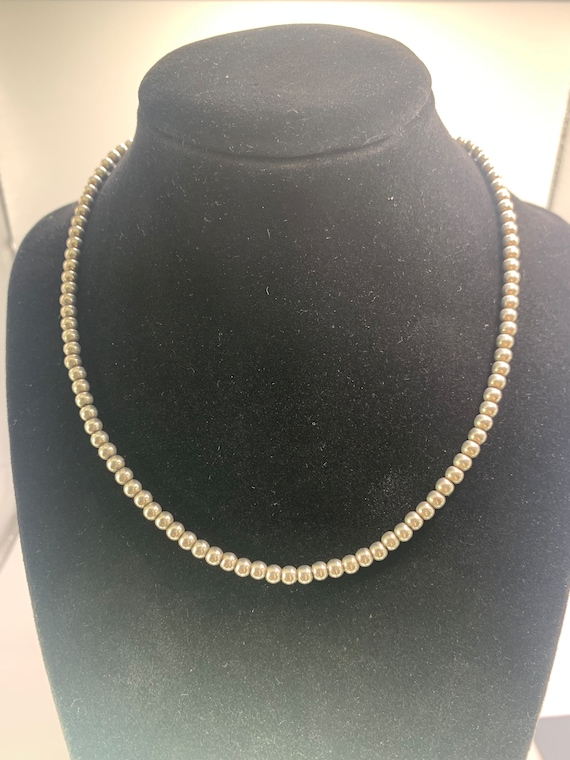 sterling silver beaded necklace, 15 inch