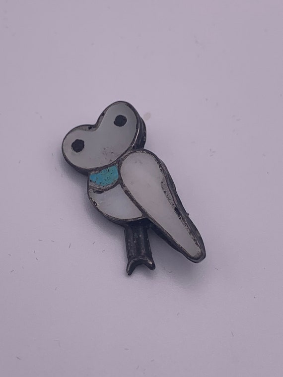 Snowy owl sterling Zuni InLay pendant, handmade.  