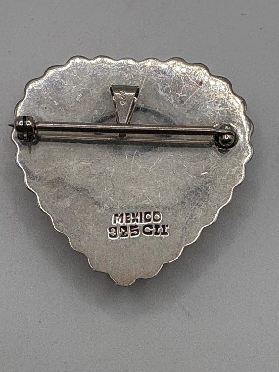 Handmade solid sterling silver heart pendant/pin - image 2