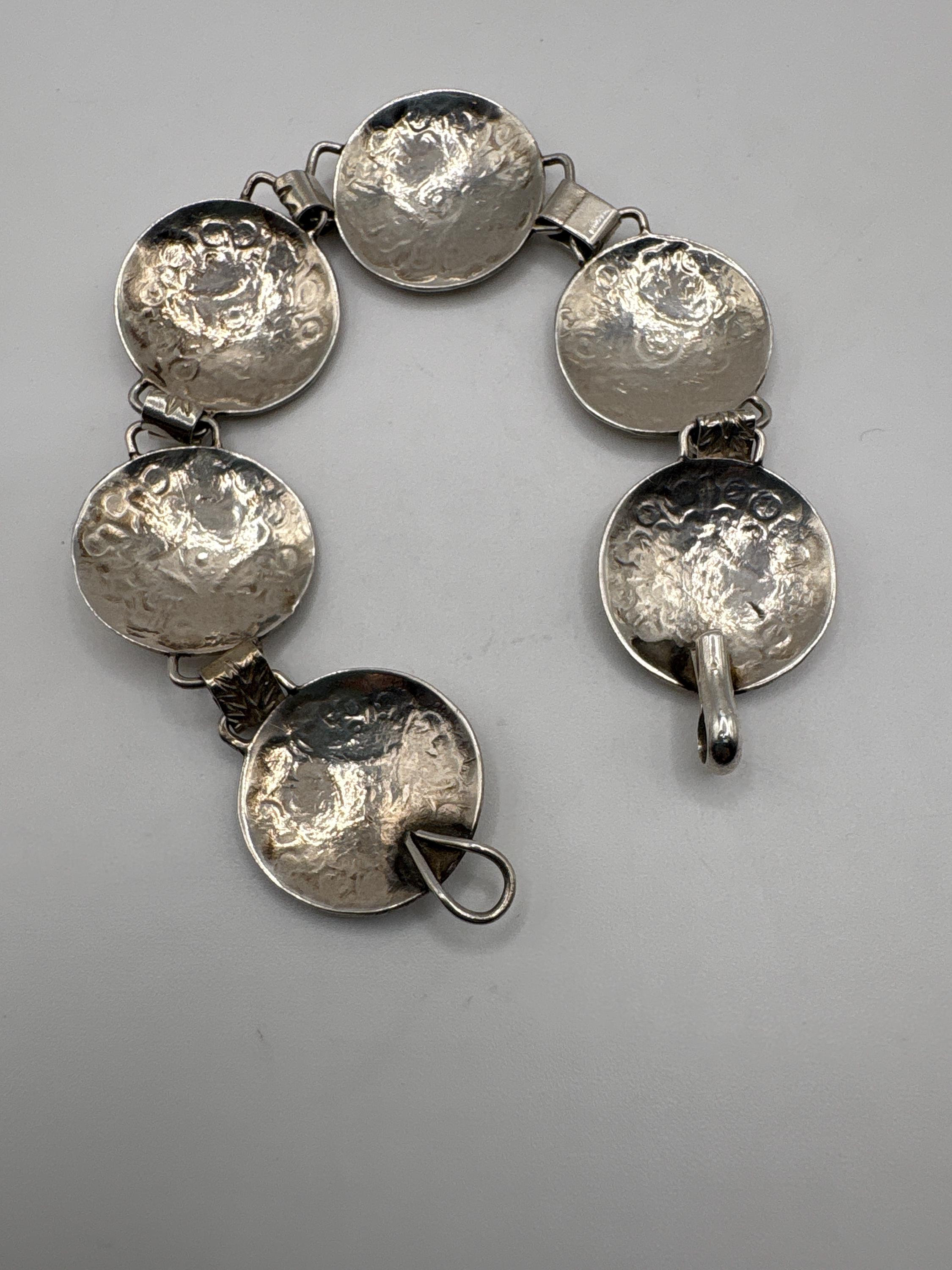 Concho Sterling Silver Link Bracelet, Handmade and Hand