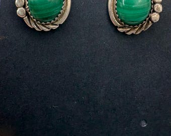 Malachite Earrings: Sterling Silver Gemstone