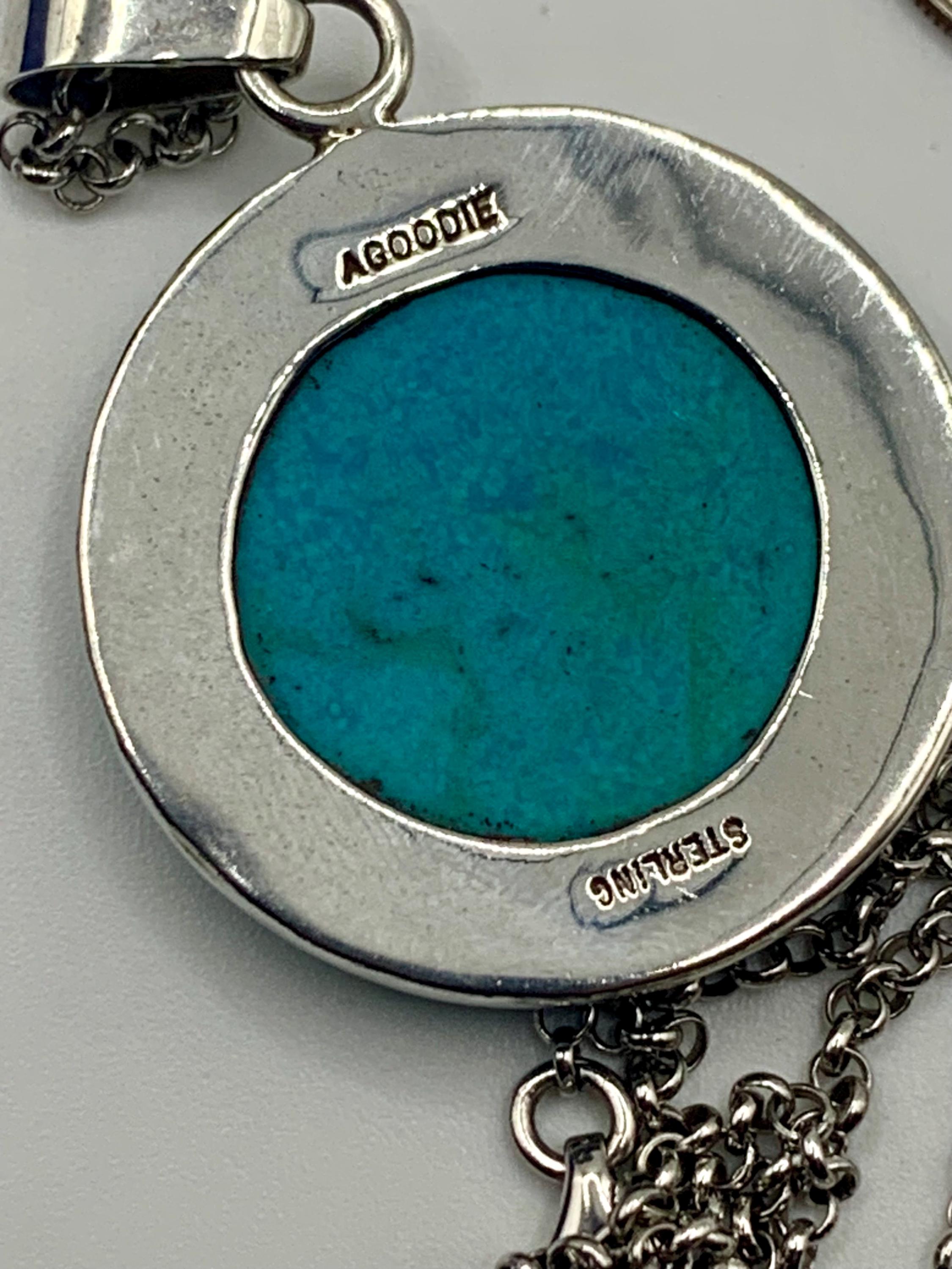 Craig Agoodie Handmade Native American Turquoise Pendant With 