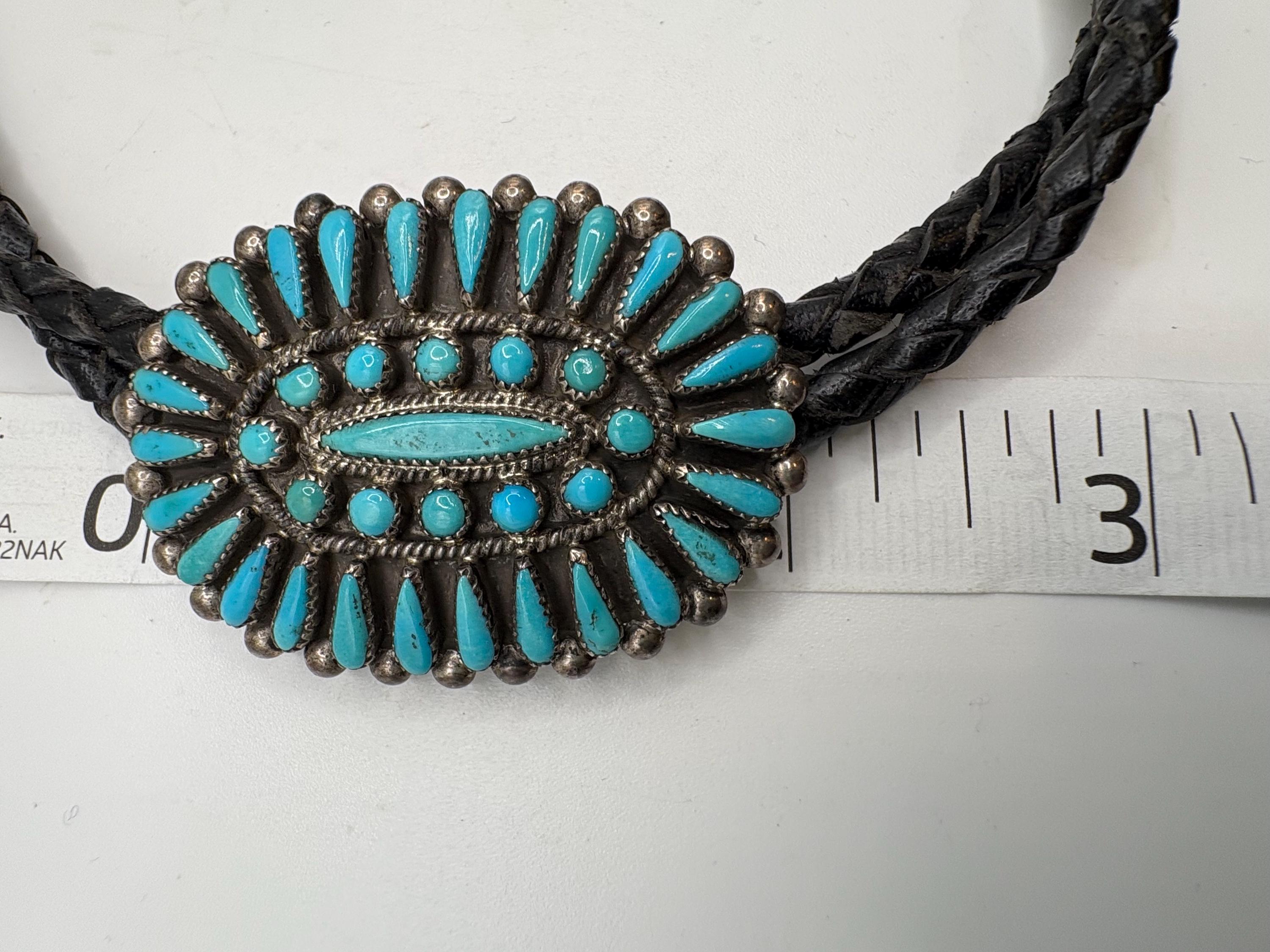 Zuni Turquoise Cluster Bolo Tie, J. Wallace Signed Sterling Silver - Etsy