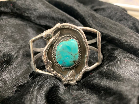 Handmade, heavy sterling silver Navajo, turquoise… - image 7
