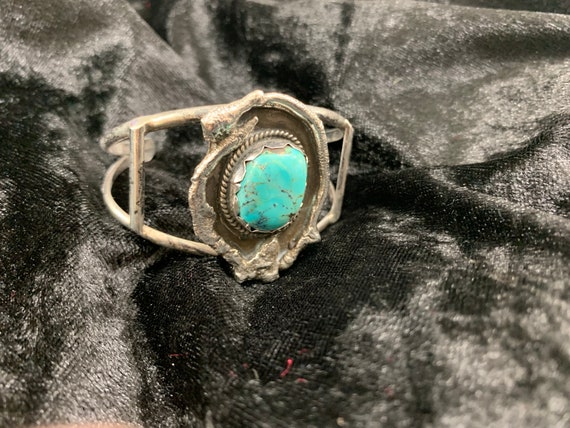 Handmade, heavy sterling silver Navajo, turquoise… - image 6