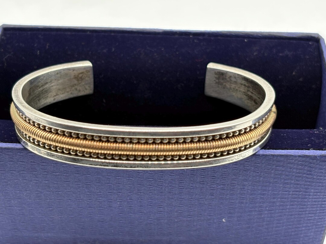 12 K Gold Fill and Sterling Silver Cuff Bracelet Navajo