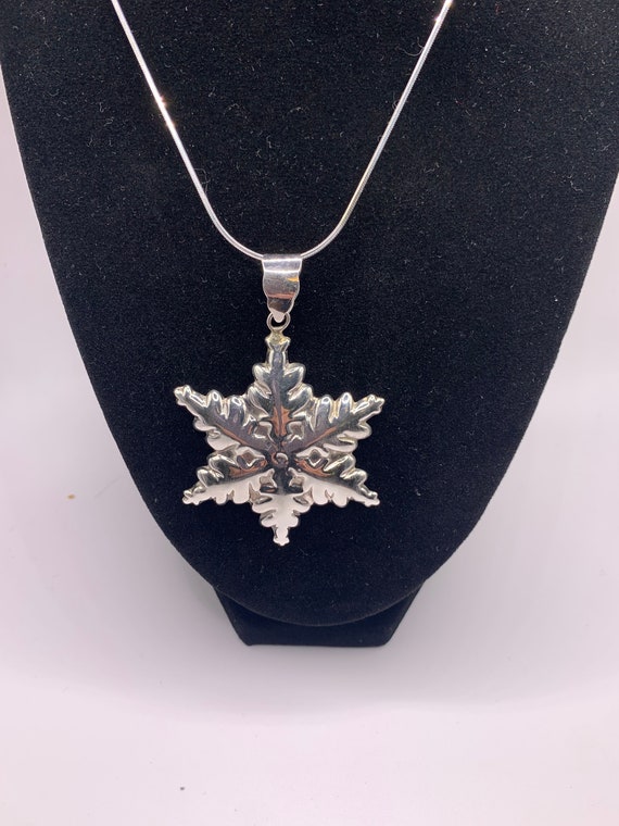 Snowflake sterling silver pendant.  Large.