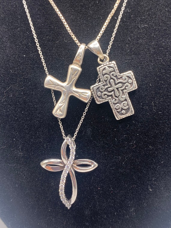 Vintage sterling silver cross necklaces, Lot of - image 4