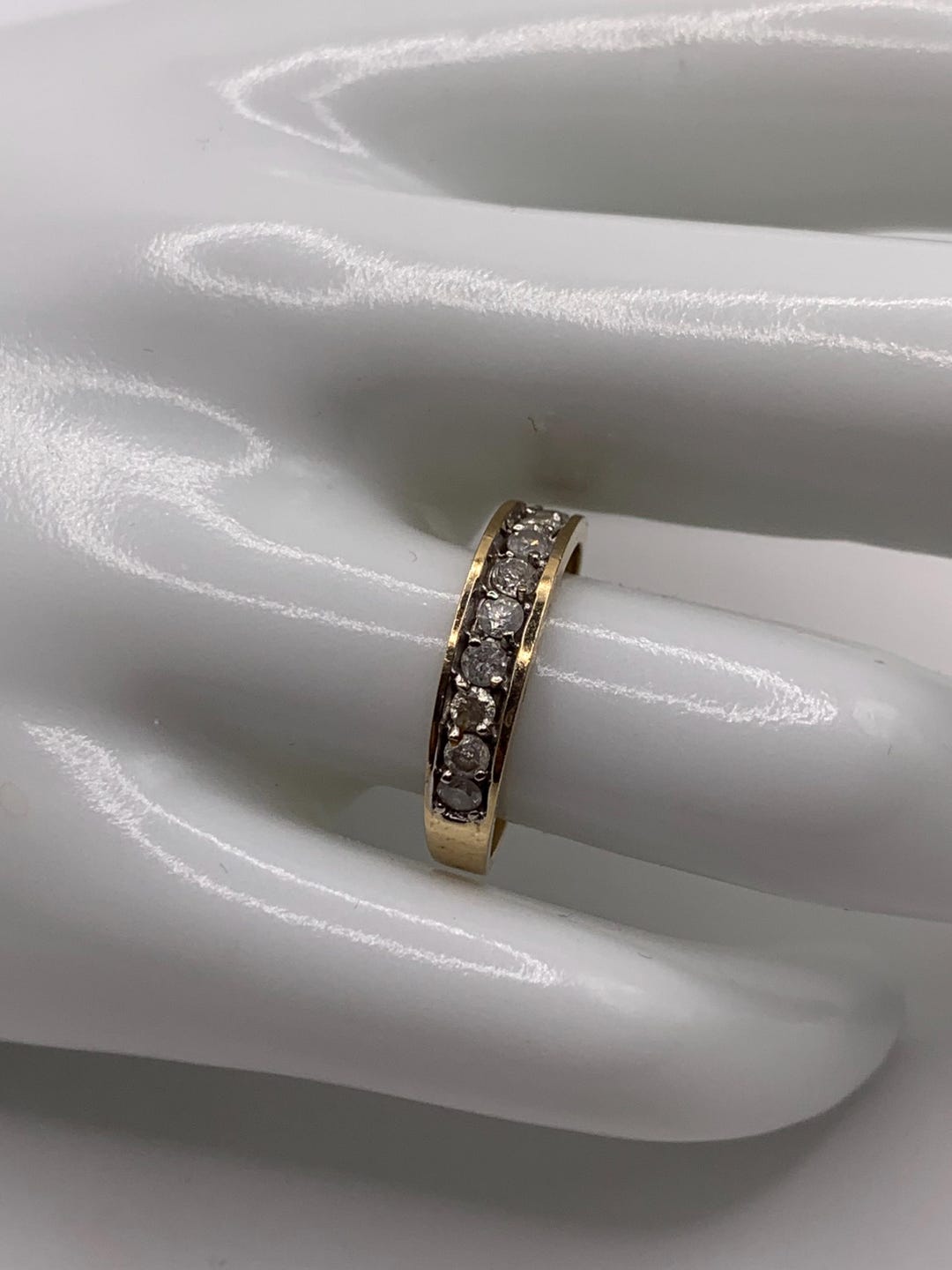 Channel Ring Vintage 14K Gold Diamond Channel Ring, Size 7 - Etsy