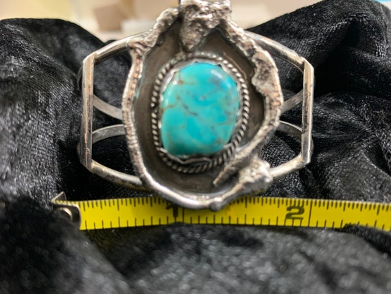 Handmade, heavy sterling silver Navajo, turquoise… - image 3