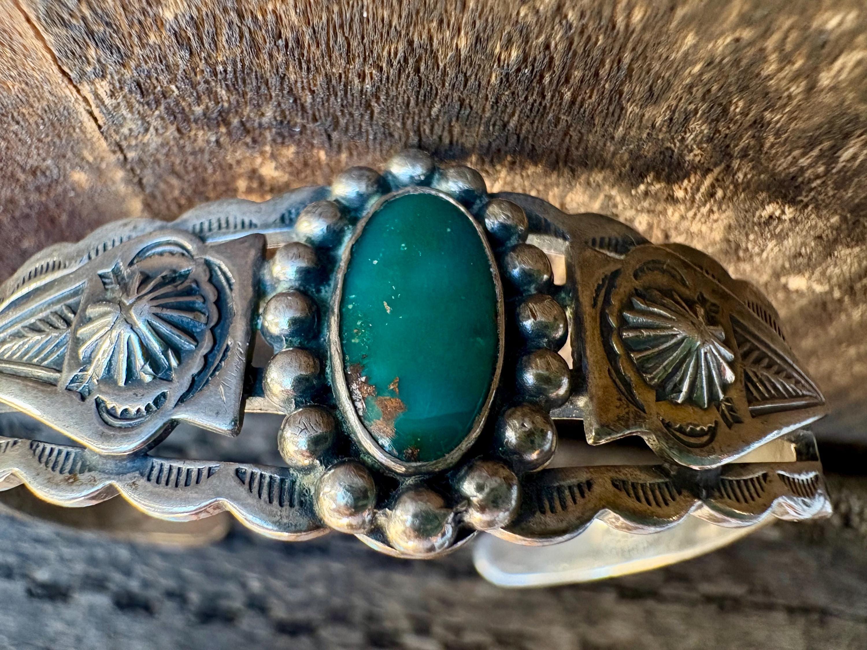 Maisels Fred Harvey Style Turquoise and Sterling Silver Cuff