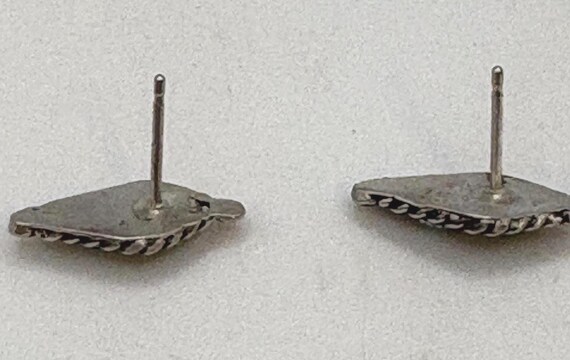 Handmade vintage turquoise inlay zuni post stud e… - image 7