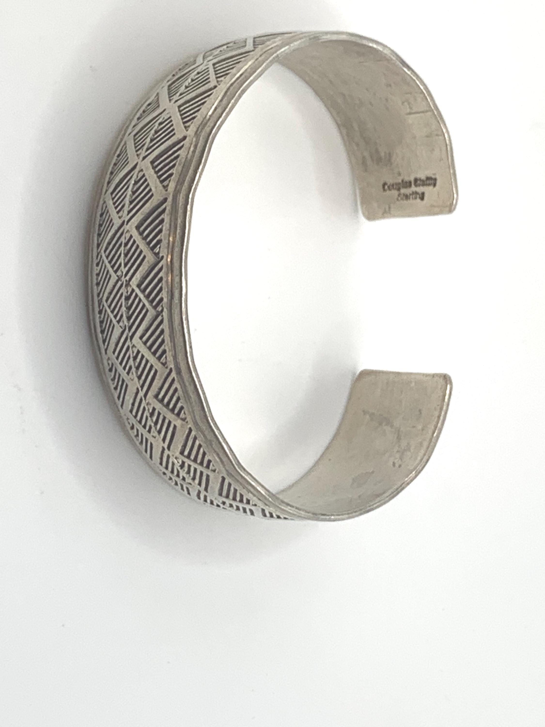 Douglas Etsitty Hand-stamped Cuff Bracelet, Navajo. Handmade