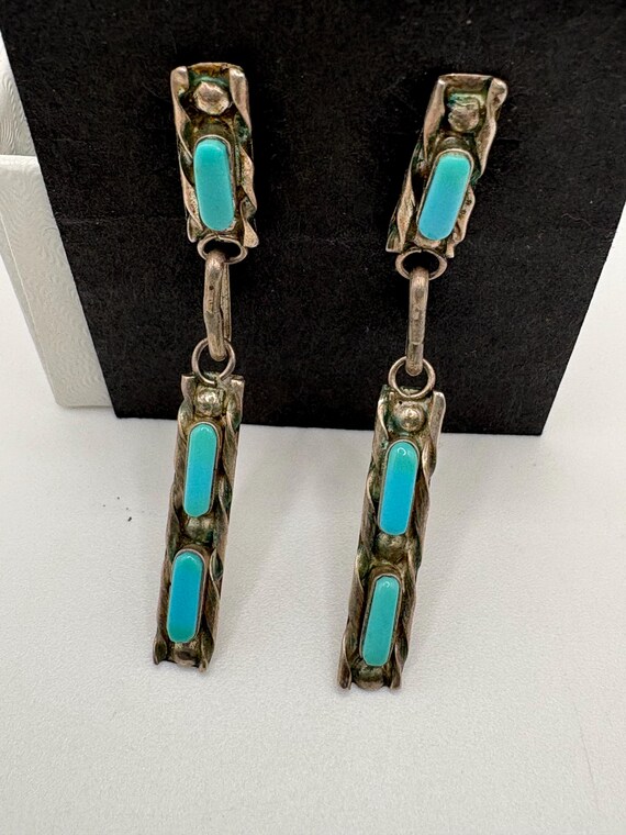 Zuni Intricate petit point turquoise inlay and st… - image 8