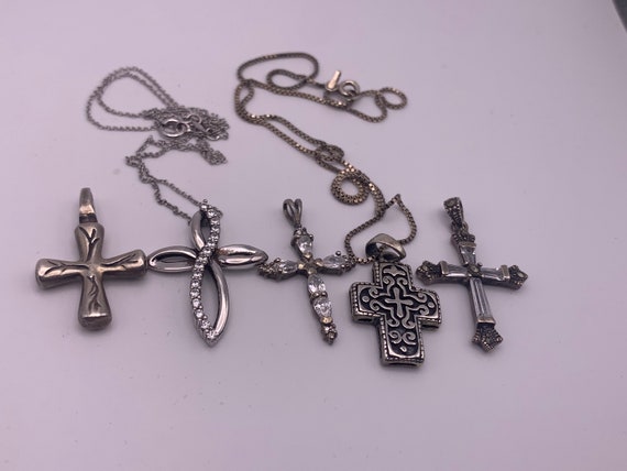 Vintage sterling silver cross necklaces, Lot of - image 3
