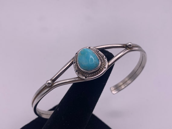 Handmade sterling silver Navajo, Larimar cabochon… - image 2