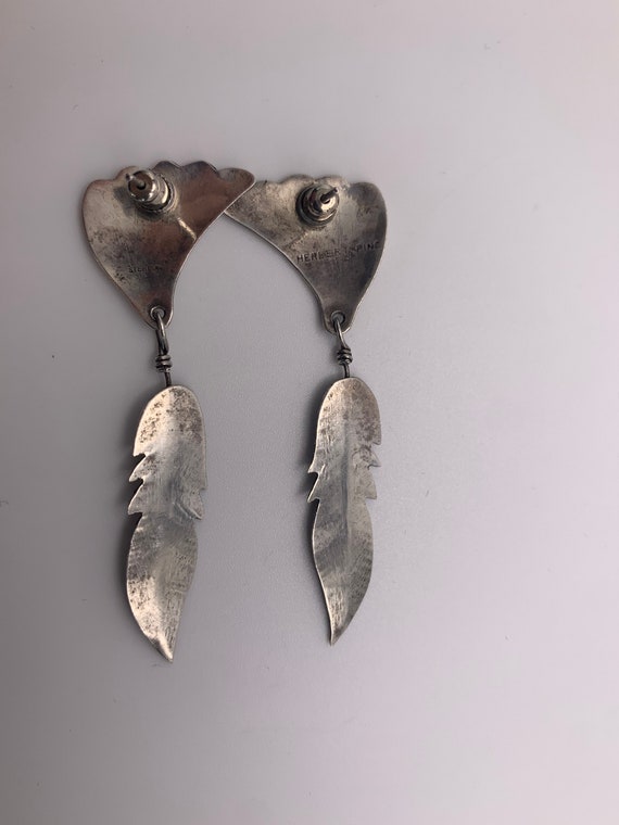 Handmade Sterling silver dangle shell shape and f… - image 2