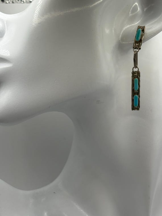 Zuni Intricate petit point turquoise inlay and st… - image 3