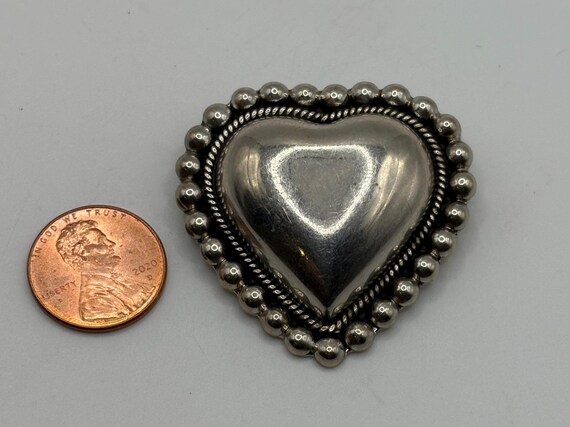Handmade solid sterling silver heart pendant/pin - image 3