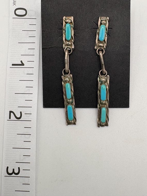 Zuni Intricate petit point turquoise inlay and st… - image 4