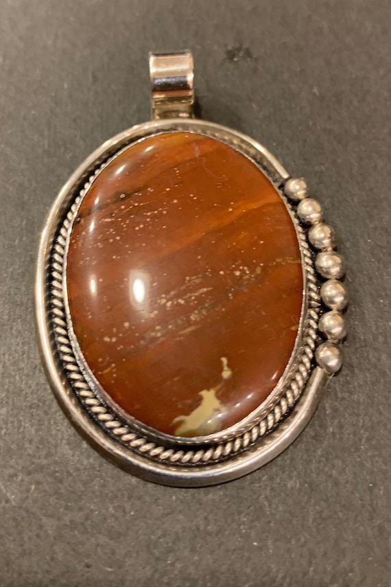 Handmade Vintage Navajo Agate and Sterling Silver Pendant