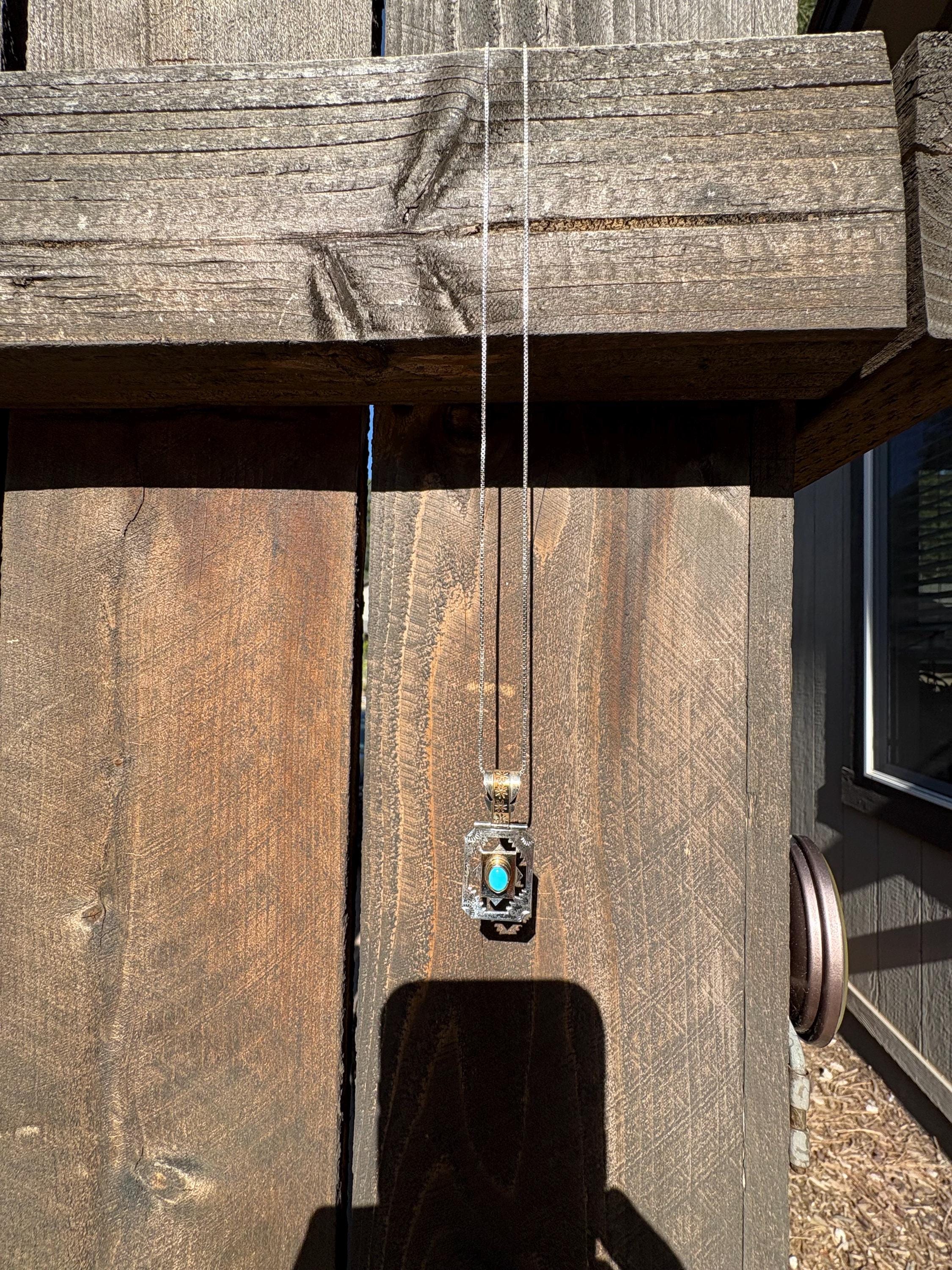 Joann Yazzie Handmade Native American Turquoise Pendant With