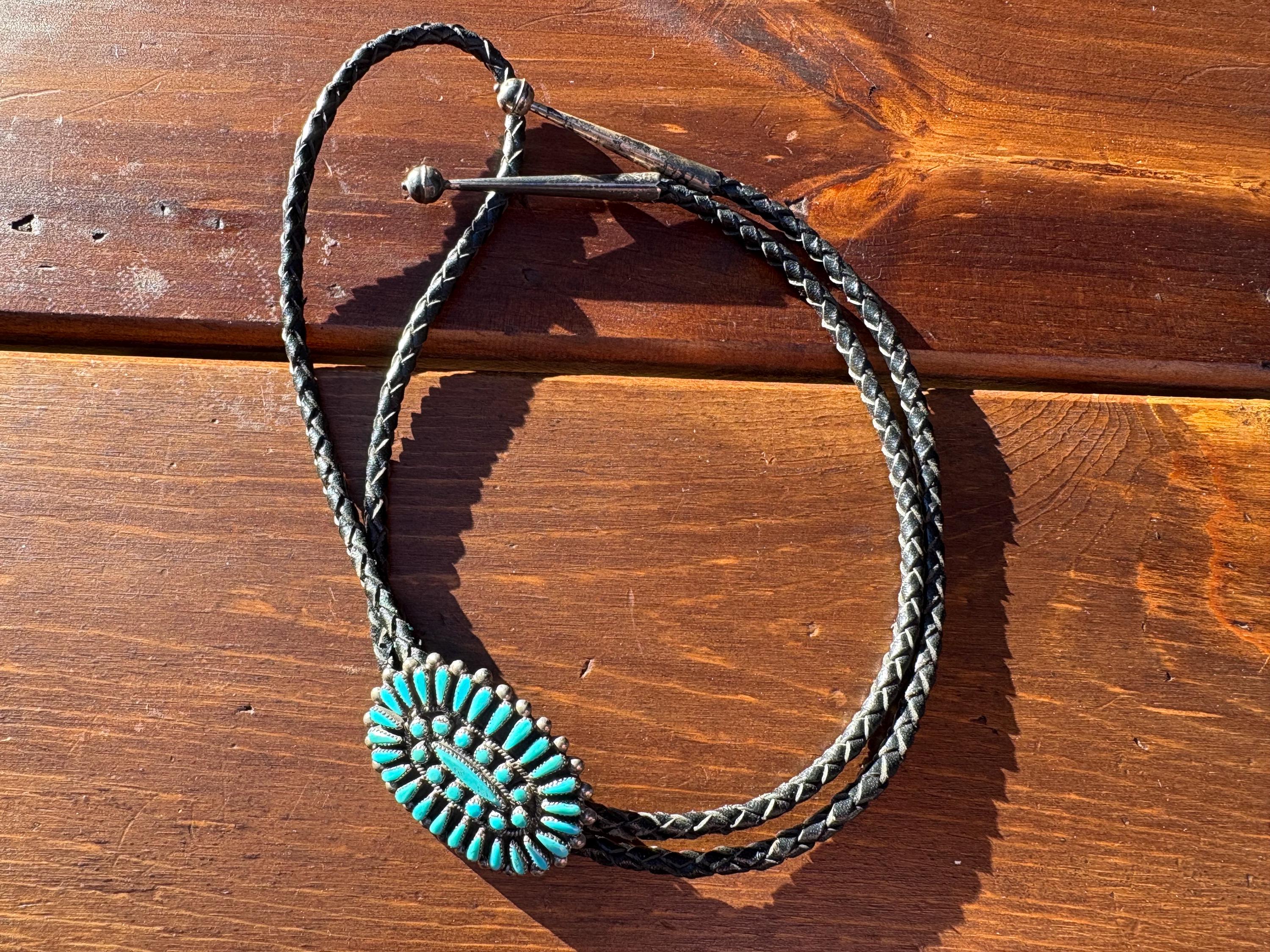 Zuni Turquoise Cluster Bolo Tie, J. Wallace Signed Sterling Silver - Etsy
