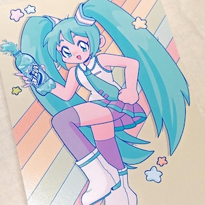 Baja Blast Miku Art Print | Vocaloid, PoPiPo, 5x7, 8x10